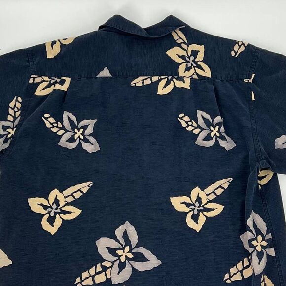 Vintage Tommy Bahama Silk Hawaiian Style Aloha Shirt Blue/Plumeria Mens Large - Picture 5 of 5